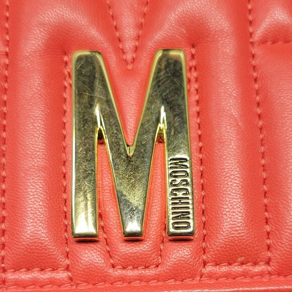 Moschino Red Quilted Nappa Monogram Leather Crossbody/Shoulder Bag w/COA - Picture 11 of 16